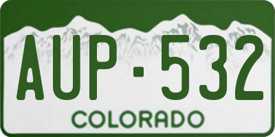 CO license plate AUP532