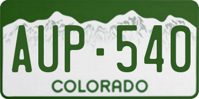 CO license plate AUP540