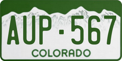 CO license plate AUP567