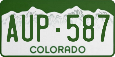 CO license plate AUP587