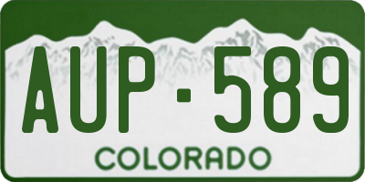 CO license plate AUP589