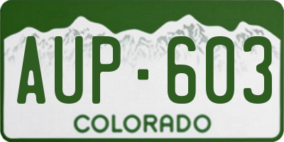 CO license plate AUP603