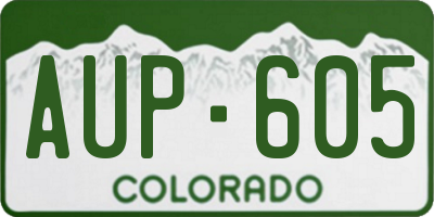 CO license plate AUP605