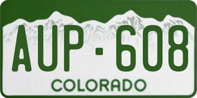 CO license plate AUP608