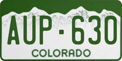 CO license plate AUP630