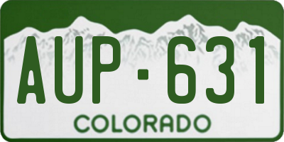 CO license plate AUP631