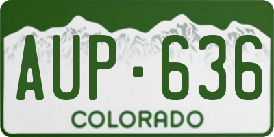 CO license plate AUP636