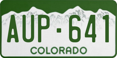 CO license plate AUP641
