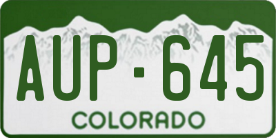 CO license plate AUP645