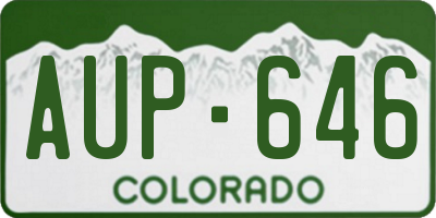 CO license plate AUP646