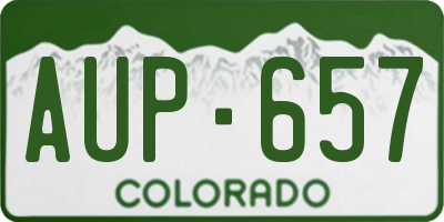 CO license plate AUP657