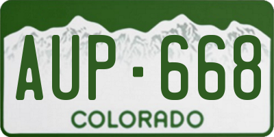 CO license plate AUP668