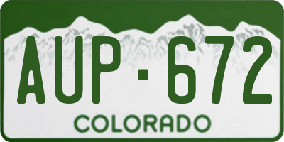 CO license plate AUP672