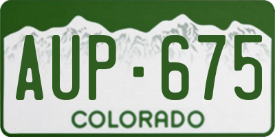 CO license plate AUP675