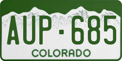 CO license plate AUP685