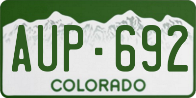 CO license plate AUP692