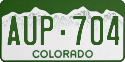 CO license plate AUP704