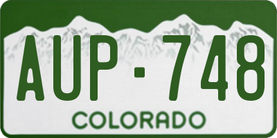 CO license plate AUP748