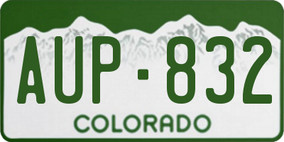 CO license plate AUP832