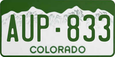 CO license plate AUP833