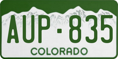 CO license plate AUP835