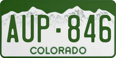 CO license plate AUP846
