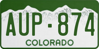 CO license plate AUP874