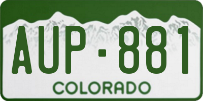 CO license plate AUP881