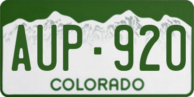 CO license plate AUP920