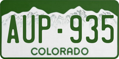 CO license plate AUP935