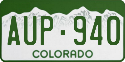 CO license plate AUP940