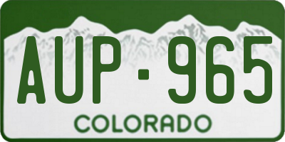 CO license plate AUP965
