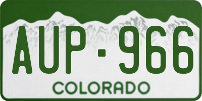 CO license plate AUP966