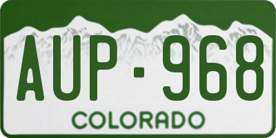 CO license plate AUP968
