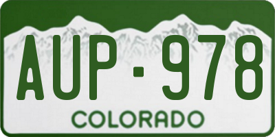 CO license plate AUP978