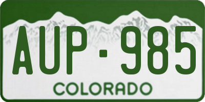 CO license plate AUP985
