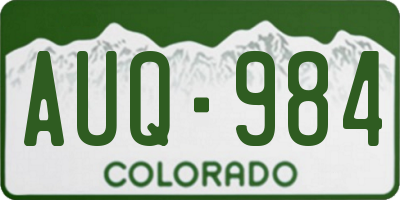 CO license plate AUQ984