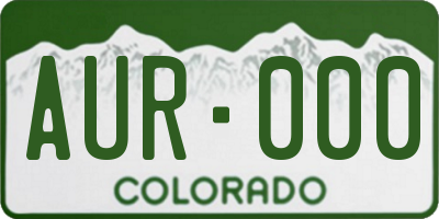 CO license plate AUR000
