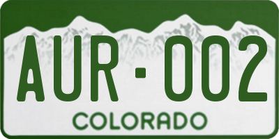 CO license plate AUR002