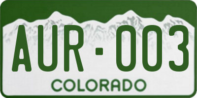 CO license plate AUR003