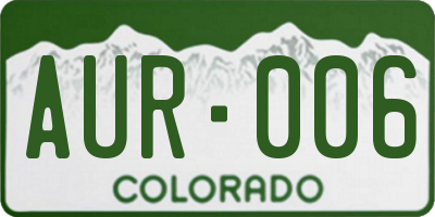 CO license plate AUR006