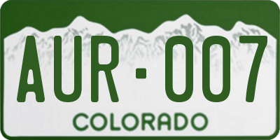 CO license plate AUR007