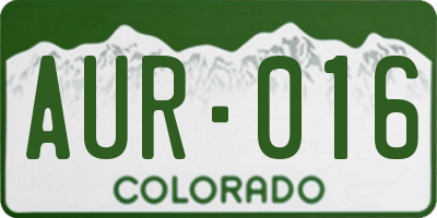 CO license plate AUR016