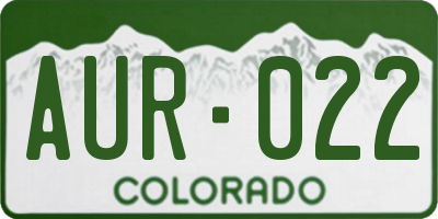 CO license plate AUR022