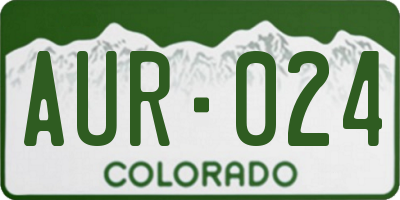 CO license plate AUR024