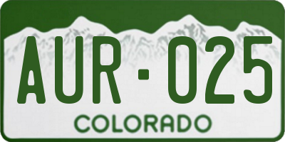 CO license plate AUR025