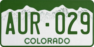 CO license plate AUR029