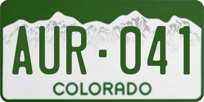 CO license plate AUR041