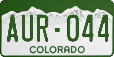 CO license plate AUR044