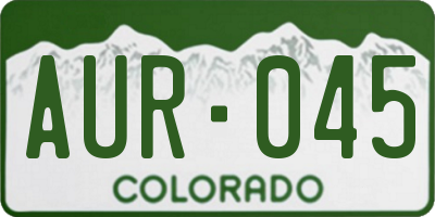 CO license plate AUR045